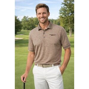 Vintage Descente Mens Large Polo Shirt Double Mercerized Cotton Golf LOGO NWOT